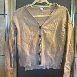 Cuyana Tan Cropped Sweater Cardigan